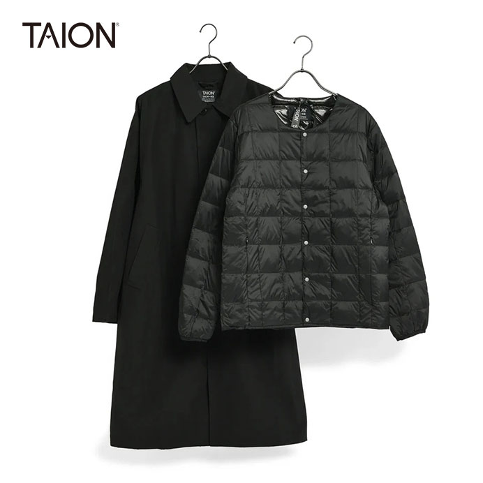 乐天商城 - TAION/タイオン　CR BAL COLLAR COAT SET＋104（JACKET）/CR バルカラーコート(+ダウンジャケット)　CR01B【ユニセックス】【BLACK】