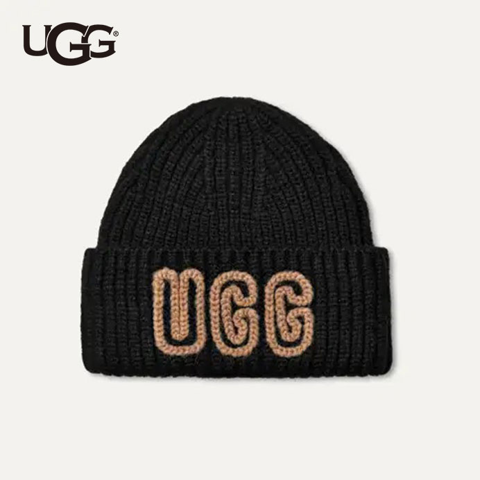 Knit Hat - 【国内正規販売店】UGG/アグ　U CHUNKY CRAFTED RIB BEANIE/チャンキー クラフテッド リブ ビーニー　102345【レディース】【(BLK)black】