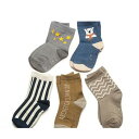 【メール便送料無料】韓国子供服 クマと星の靴下 5足セット（メール便対応）