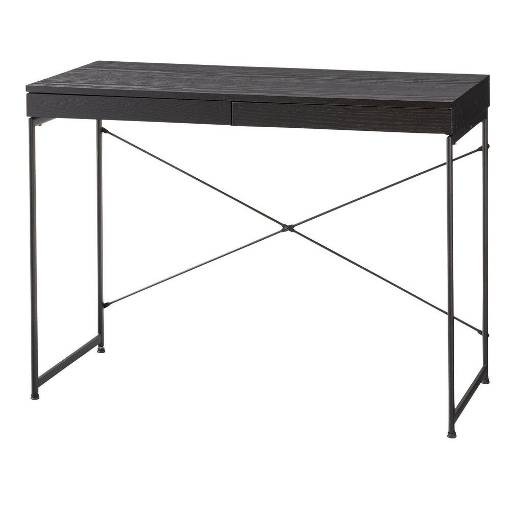 デスク ブラック END-331BK パソコン PC 作業 仕事 書斎 学習机 机 スリム 引き出し付き 木目 スチール アジャスター付き スタイリッシュ 幅100cm ナチュラル シンプル