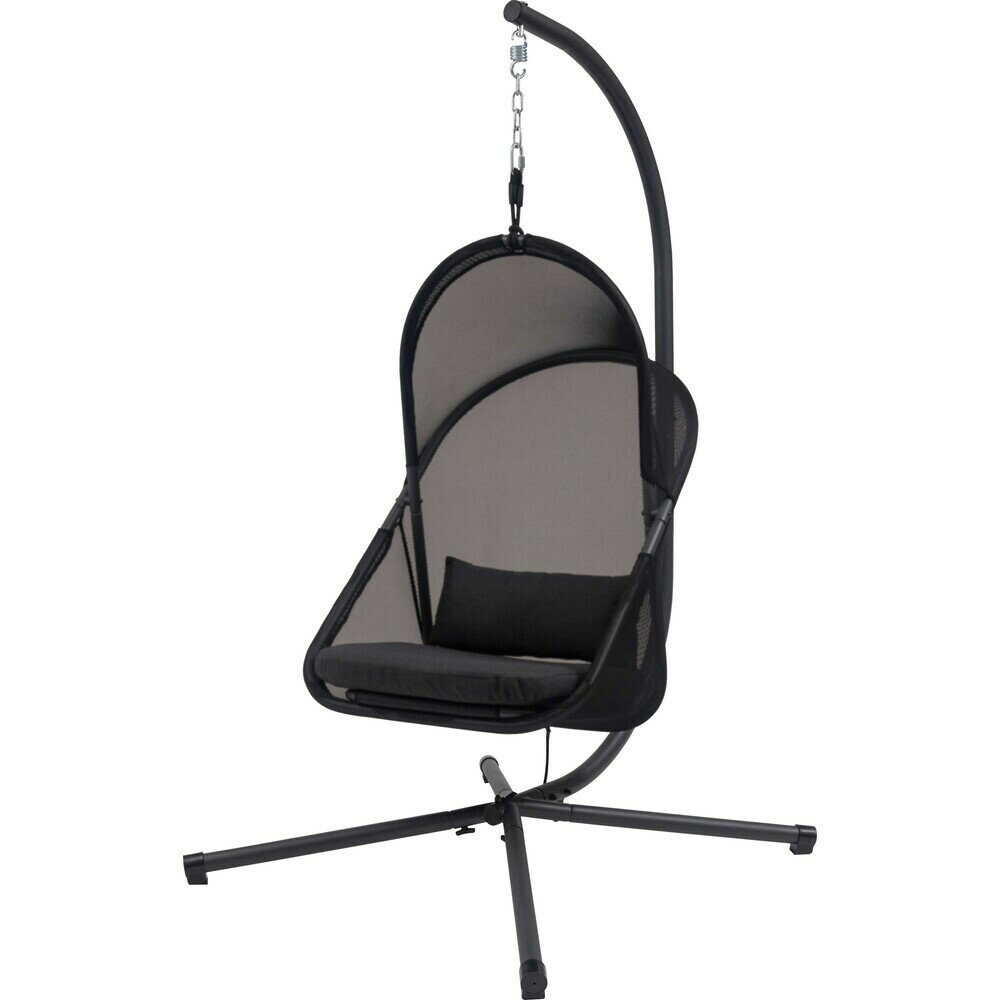 ハンギングチェア ブラック RKC-540BK 自立式 チェアー 椅子 イス 折りたたみ式 ガーデン アウトドア ルーフ付き ゆらゆら 吊り下げ 日除け 日よけ キャンプ リゾート おしゃれ 大きめ 大きい ゆったり メッシュ