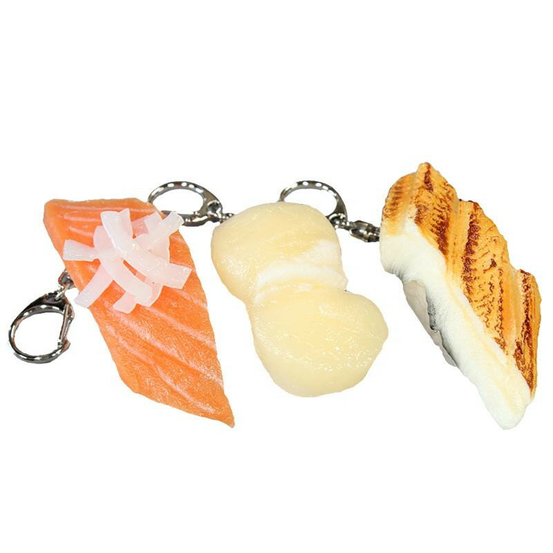 日本職人が作る 食品サンプル 寿司キーホルダー サーモン 貝柱 穴子 IP-807 服飾雑貨 財布・カードケース