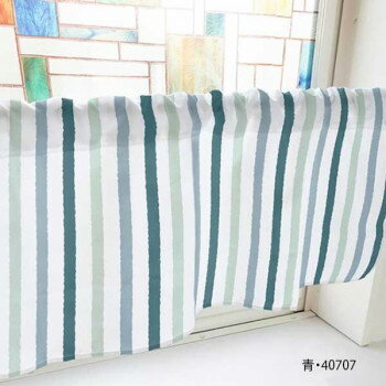 カフェカーテン ラフストライプ 1000×450mm　青・40707 インテリア 敷物・カーテン