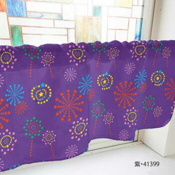 カフェカーテン 花火 1000×450mm　紫・41399 インテリア 敷物・カーテン