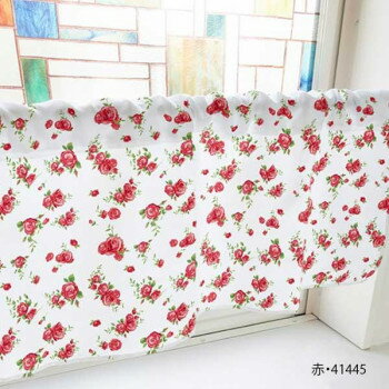 カフェカーテン バラ 1000×450mm　赤・41445 インテリア 敷物・カーテン