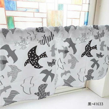 カフェカーテン 鳥 1000×450mm　黒・41633 インテリア 敷物・カーテン