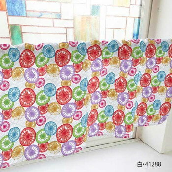 カフェカーテン 和傘 800×450mm　白・41288 インテリア 敷物・カーテン