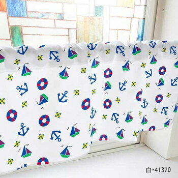 カフェカーテン 錨 800×450mm　白・41370 インテリア 敷物・カーテン