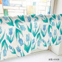 カフェカーテン チューリップ 800×450mm 水色・41436 インテリア 敷物・カーテン