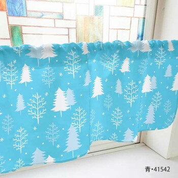 カフェカーテン 冬の木 800×450mm　青・41542 インテリア 敷物・カーテン