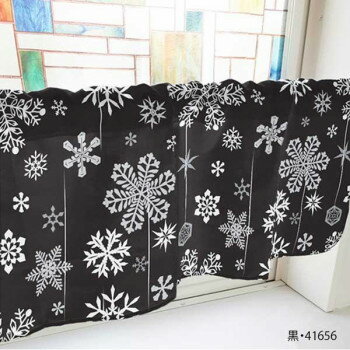 カフェカーテン 雪の結晶 800×450mm　黒・41656 インテリア 敷物・カーテン