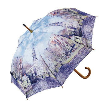 ユーパワー 名画 木製ジャンプ傘 モネ「水辺の教会」 AU-02202 服飾雑貨 傘
