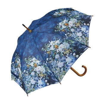 ユーパワー 名画 木製ジャンプ傘 ルノワール「大きな花瓶」 AU-02208 服飾雑貨 傘