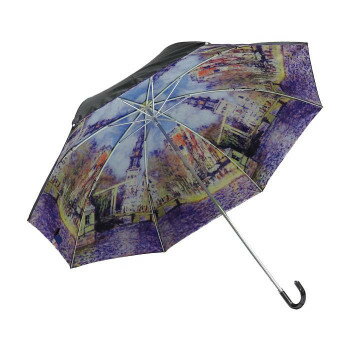 ユーパワー 名画折りたたみ傘(晴雨兼用) モネ「水辺の教会」 AU-02511 服飾雑貨 傘