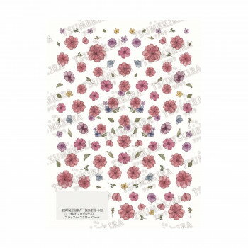 フラッフィー(Fluffy)=ふわふわとしたという意味。色の重なりを表現し、繊細な手描きのお花を再現しました。貼るだけで華やかでエレガントなデザインに仕上がります。サイズシートサイズ:88×120mm個装サイズ：9×15×1cm重量個装重量：7g素材・材質ポリエチレンフィルム生産国日本しなやかフィットシート使用