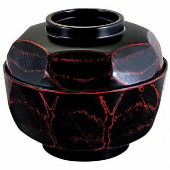 福井クラフト　5寸荒彫亀甲丸丼曙内黒(蓋親) 42010750 家事用品 食器