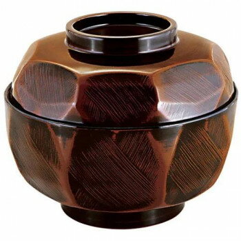 福井クラフト 5寸荒彫亀甲丸丼栃内黒(蓋親) 42010760 家事用品 食器