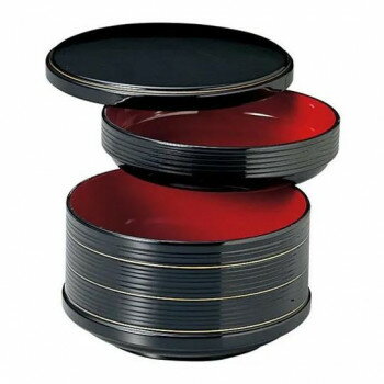 福井クラフト　多用飯器(大)黒金ライン2段 31000195 家事用品 食器