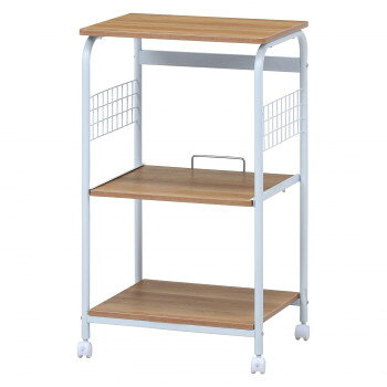 不二貿易 C/D:14640 レンジワゴン FBC-03-2 WH/NA 14640 家具/収納 家具　ラック　その他