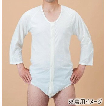 神戸生絲　紳士・婦人共用/前開き7分袖ボディシャツM No.112 ワンタッチ肌着オフ白 その他アパレル ナイトウェア(4.0)