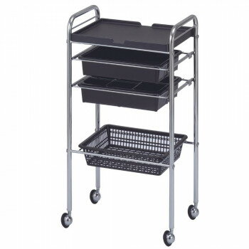 C-412 セット台 メッキワゴン ブラック 14120 家具/収納 オフィス収納