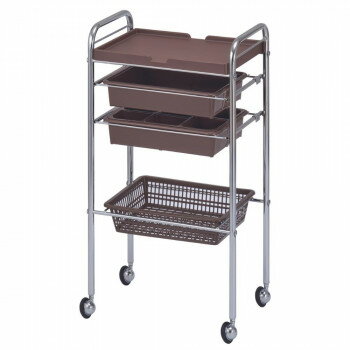 C-412 セット台 メッキワゴン ブラウン 14127 家具/収納 オフィス収納