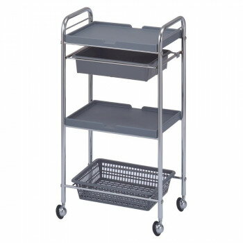 C-413 セット台 メッキワゴン グレー 14136 家具/収納 オフィス収納