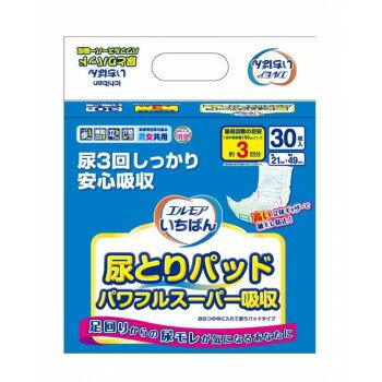 エルモア いちばん 尿とりパッド パワフルスーパー吸収 30枚 ×1個 501-715226-00 ベビー/シルバー 介護用品