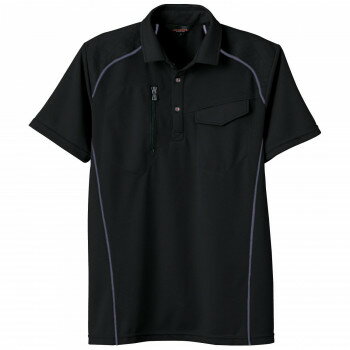 桑和 50587 半袖ポロシャツ(胸ポケット付き) 3Lサイズ ブラック(4) 男義 アパレル メンズ メンズ（その他）