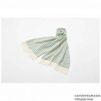 みやざきタオル 今治ショール シマ 180cm×70cm No.4 グリーン 服飾雑貨 小物(手袋・マフラー等）