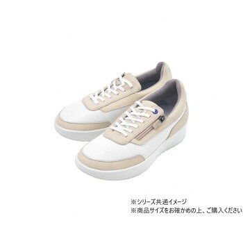 踵まわりをホールドするアッパー。踵を包み込むヒールカウンターで横ぶれを防止。アキレス腱をホールドすることで踵抜けも防ぎ、安定した姿勢を作ります。土踏まずを支える3方向のアーチサポート。踵にフィットするヒールカップ。メッシュと本革の組み合わせが大人のスポーツミックススタイルにぴったりです。サイドファスナーで簡単に脱ぎ履きができ、足もしっかりホールド。サイズ25.0cm、ワイズ:3E相当個装サイズ：32.0×21.8×11.3cm重量個装重量：910g素材・材質アッパー:合成繊維、天然皮革ライニング:合成繊維底材:合成ゴムインソール:EVA仕様屋外用制菌加工生産国日本様々な視点で考え抜いた笑顔で歩ける履き心地