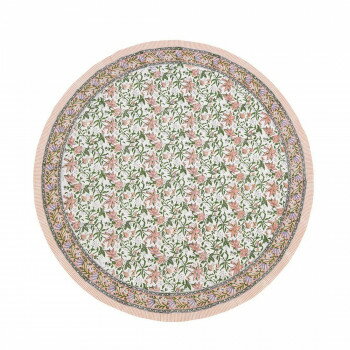 ラウンドクロス カリーノブロックプリント ライラックピンク 11725882041 家事用品 台所用品