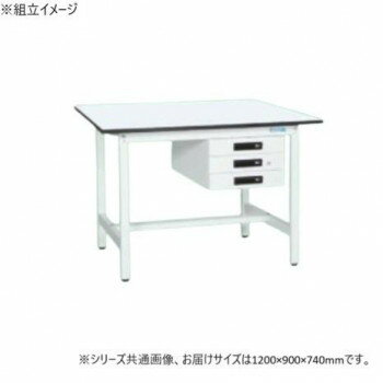 サカエ 軽量作業台KAタイプ キャビネット3段付 抗菌加工 1200×900×740mm KA-129CMW ガーデニング・DIY..