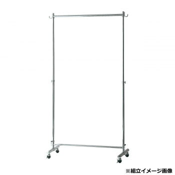 負荷のかかる場所はしっかり溶接処理を施しており頑丈です。ハンガーバーをしっかり固定できる大型レバーや、割れにくい樹脂製ポールキャスターなど、安心して衣類をかけることができるハンガーです。サイドフックは180度回転式なので、ポールハンガー部分に掛けることが出来ない、カバンや帽子なども掛けておくことが出来ます。サイズW1155×D500×H1220?2020mm個装サイズ：8×125×20cm重量個装重量：7500g素材・材質スチール(φ25.4mm)クロームメッキ仕様組立式キャスター:ストッパー付×2個、ストッパーなし×2個耐荷重:全体100kg、上段70kg、下段30kg、サイドフック(1箇所)2kg生産国台湾たくさんの衣類を掛ける事ができる、耐荷重自慢のタフなハンガー