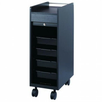 木製ワゴン ワームス シャッター付きワゴン C-345 黒木目 13450 家具/収納 収納用品