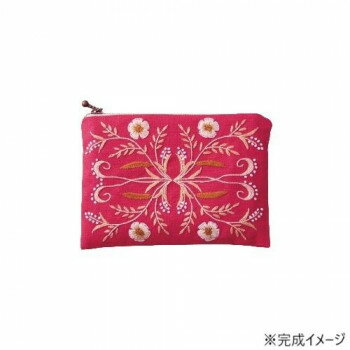 戸塚刺しゅう 刺繍キット アラベスク ジップポーチ ローズ No.578 その他ライフグッズ（趣味） 手芸・クラフト・生地