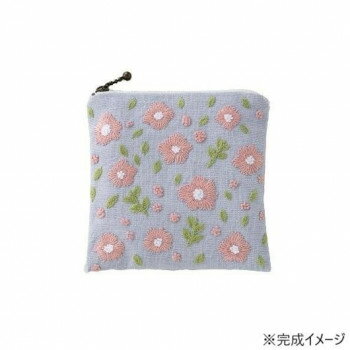 戸塚刺しゅう 刺繍キット 戸塚刺しゅう×星燈社 星あかりの刺繍手帖 スクエアポーチ 「はまなす」No.589 その他ライフグッズ（趣味） 手芸・クラフト・生地