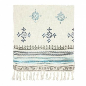 naturalistic　ナチュラリスティック　プリントフリンジカバー　85　NAVY　GMK1454 家具/収納 家具　イ..