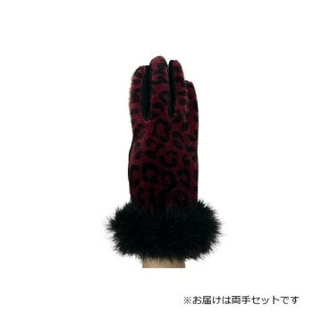 婦人用手袋 豚革コンビ手袋 23cm アカ(6) 001304221 服飾雑貨 小物(手袋・マフラー等）