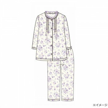 Cotton - ギャルソンヌ　レディスパジャマ　テトロンコットン　天竺　北欧風　花＆動物柄　フリル7分袖　パープル　161546　Mサイズ その他アパレル ナイトウェア