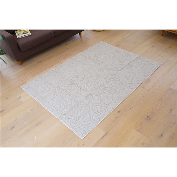 ラグ マット 絨毯 約幅185×長さ185cm アイボリー 洗える 日本製 耐久性 丈夫 ノエル スミノエ リビング インテリア家具【代引不可】