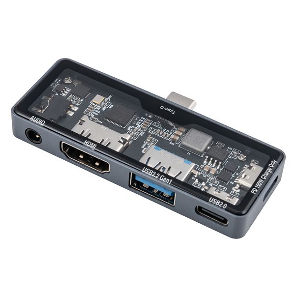 Digio2 USB Type-C スケルトン ドッキングステーション PD対応 3.5mm/4極付 UD-C11GY【日時指定不可】