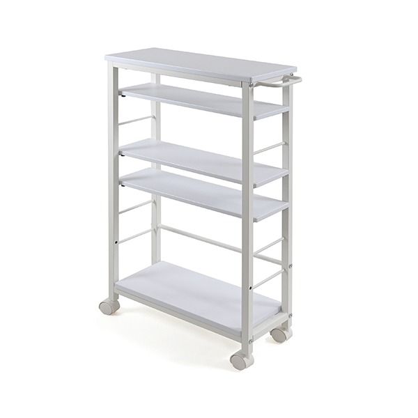 キッチン収納 約幅53×奥行20.5×高さ85cm ホワイト スチール キャスター付き スリム 収納ワゴン 収納家具 組立品