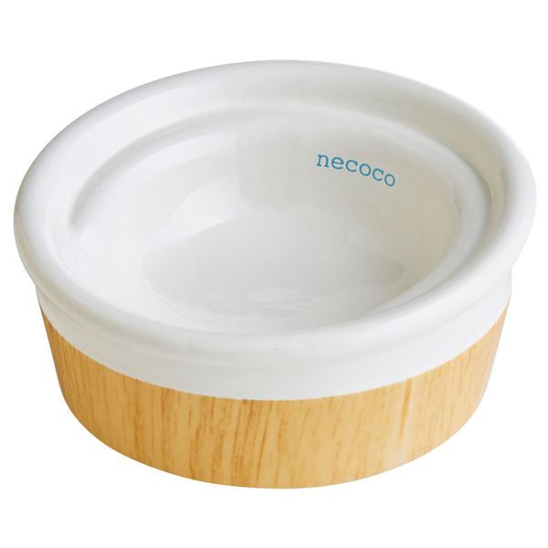 （まとめ）necoco 食べやすい 木目調 陶器食器 ウエットフード向き【×3セット】 (犬猫用品/食器)