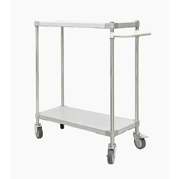 ガルバシェルフワゴン 35×90cm 2段 ポール 900 ホワイト 取っ手付き 日本製 キャスター付き ガルバ シェルフ ワゴン 組立式