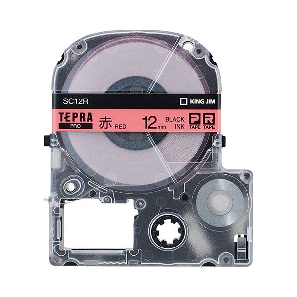 キングジム テプラ PRO テープカートリッジ パステル 12mm 赤/黒文字 SC12R-5P 1パック(5個)