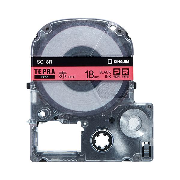 キングジム テプラ PRO テープカートリッジ パステル 18mm 赤/黒文字 SC18R-5P 1パック(5個)