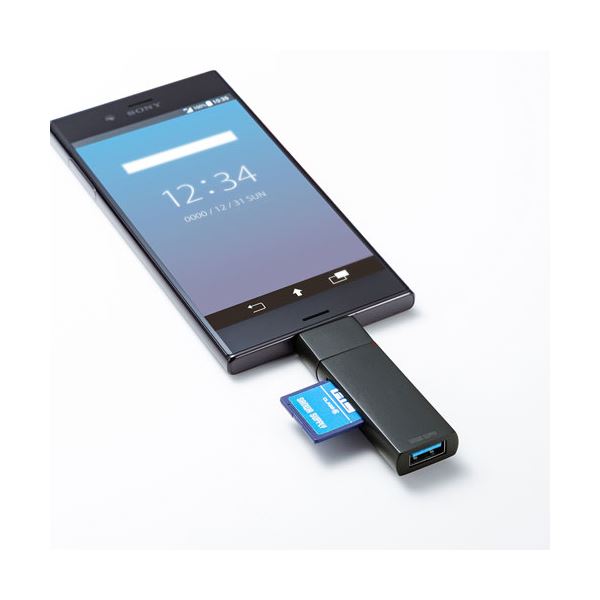 【5個セット】 サンワサプライ Type-Cコンパクトカードリーダー(USB 1ポート付き) ADR-3TCMS7BKNX5