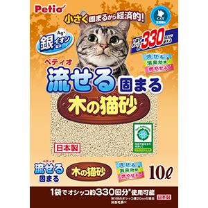 （まとめ）流せる固まる木の猫砂 10L【×2セット】 (猫砂) 1