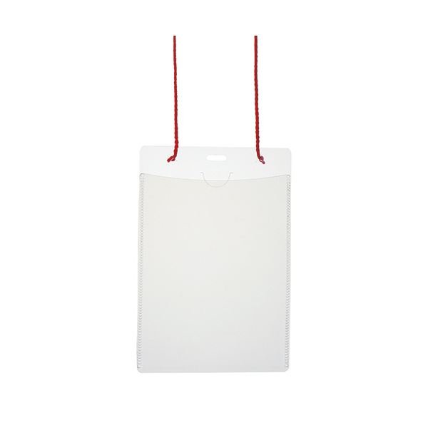 プラス イベント用吊り下げ式 名札 はがきサイズ レッド CT-E2-50 1パック（50個）